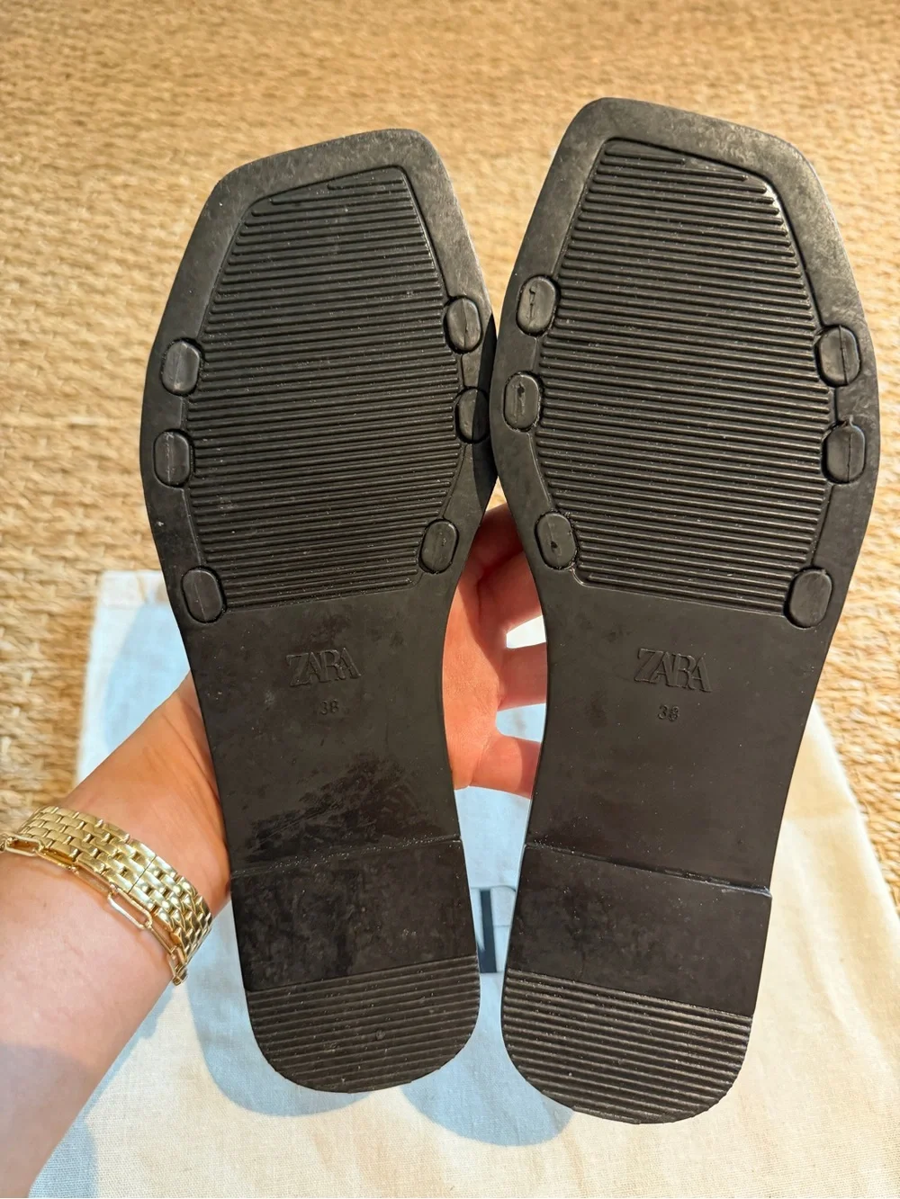 Zara Matte Black Rubberized Crossover Sandals Size 38 - Picture 11 of 14
